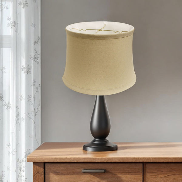 HomeRoots Beige Linen Drum Lamp Shade – Elevate Your Space with Cozy Illumination and Timeless Elegance 469542