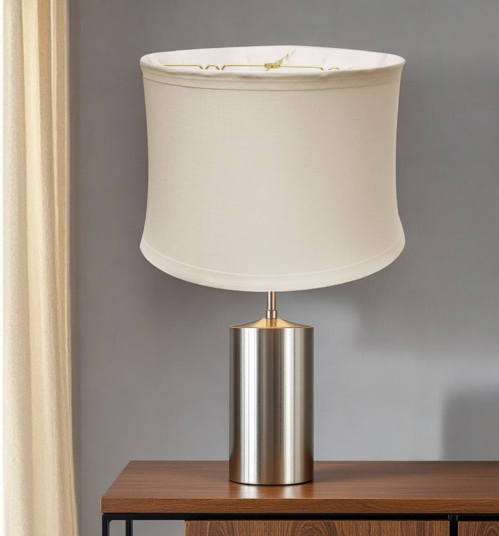 HomeRoots Snow Linen Drum Lamp Shade – Elegant Mid-Century Design for Ambient Lighting in Modern Spaces 469543