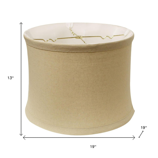 HomeRoots Beige Linen Drum Lamp Shade - Mid-Century Modern Design for Soft Light & Cozy Ambiance in Any Room 469544