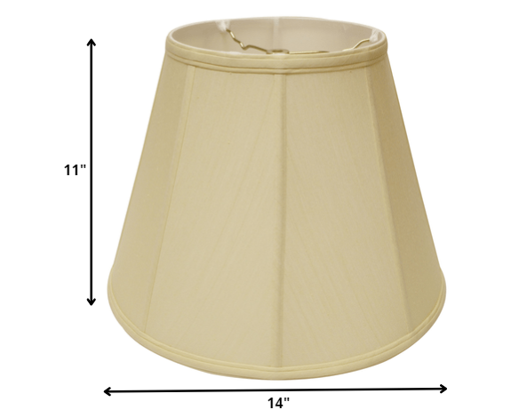 Homeroots 14" Antique White Slanted Empire Monay Shantung Lampshade  Monay Shantung Silk 469558