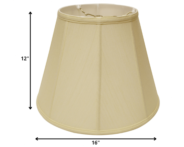 Homeroots 16" Antique White Slanted Empire Monay Shantung Lampshade  Monay Shantung Silk 469561