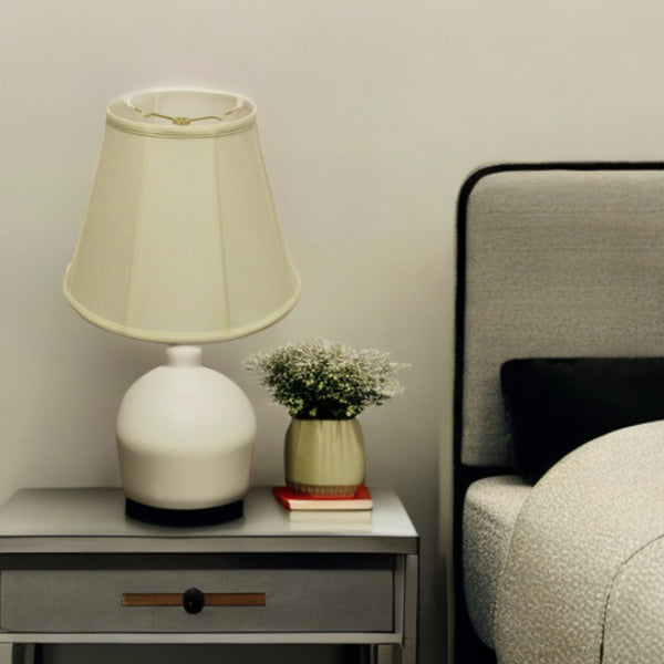 Homeroots 16" Ivory Slanted Empire Monay Shantung Lampshade  Monay Shantung Silk 469562