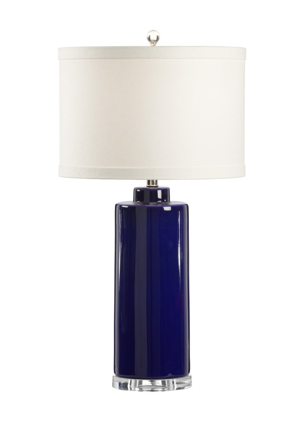 Wildwood Edith Royal Blue Crackle Ceramic Table Lamp With Clear Acrylic Base And Cream Linen Shade, 31" 46957