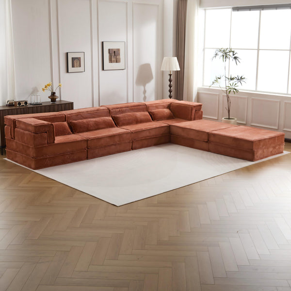 English Elm Compression Mahjong Sofa: Versatile No Assembly Modular Floor Sofa Bed For Cozy Living Spaces W3723S00038