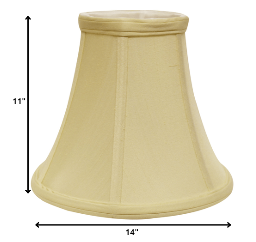 Homeroots 14" Antique White Premium Bell Monay Shantung Lampshade  Monay Shantung Silk 469603