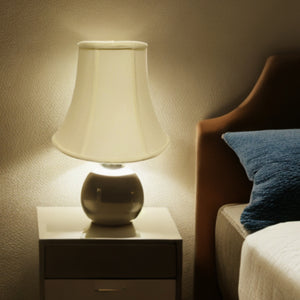 Homeroots 14" Ivory Premium Bell Monay Shantung Lampshade  Monay Shantung Silk 469604