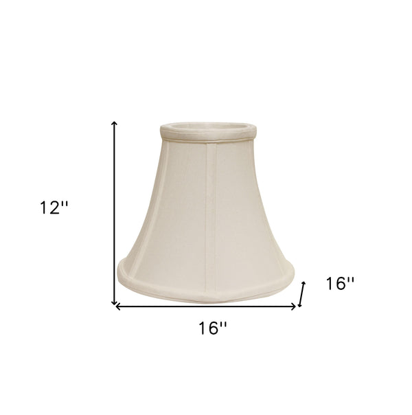 Homeroots 16" White Premium Bell Monay Shantung Lampshade  Monay Shantung Silk 469608