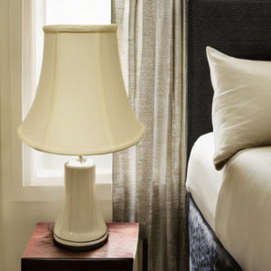 Homeroots 16" Ivory Premium Bell Monay Shantung Lampshade  Monay Shantung Silk 469610