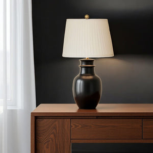 HomeRoots White Linen Pleated Empire Lamp Shade - Elegant Mid-Century Design for Warm, Ambient Lighting in Any Room 469617