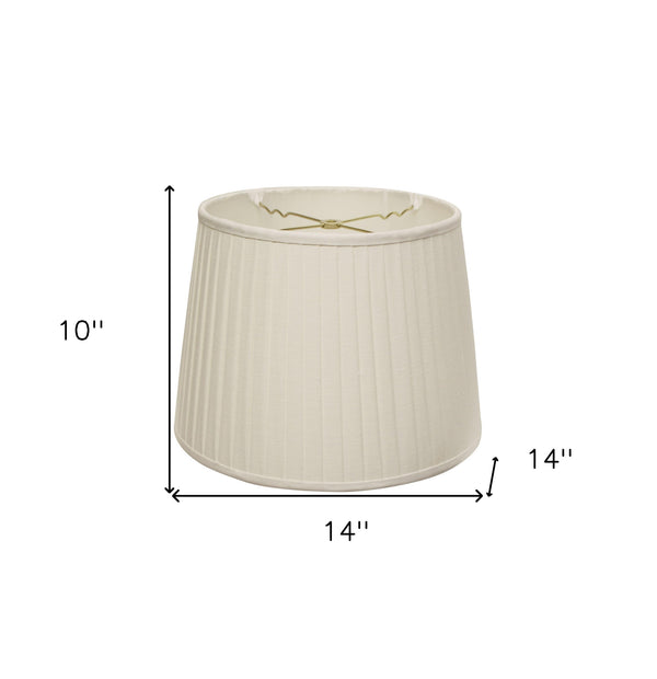 Homeroots 14" White Linen Lampshade With Side Pleats  Linen 469617