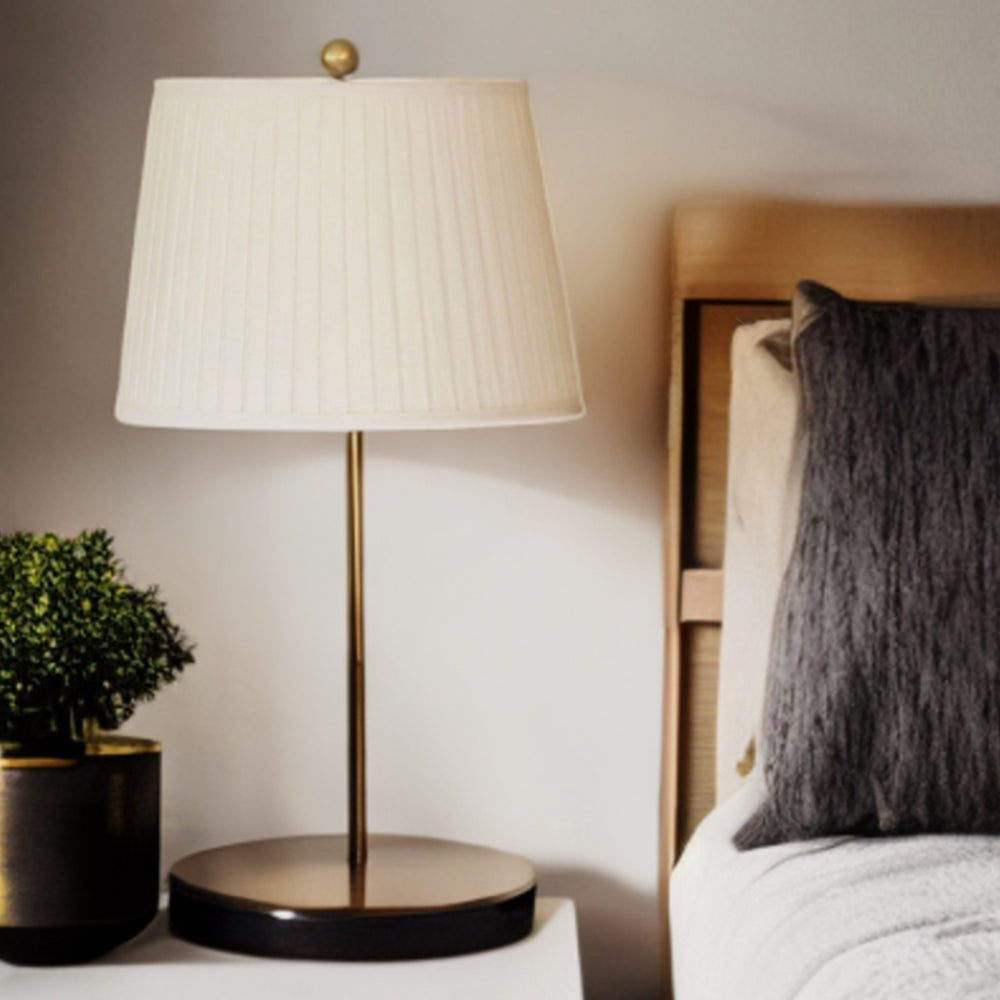 Homeroots 14" White Linen Lampshade With Side Pleats  Linen 469617