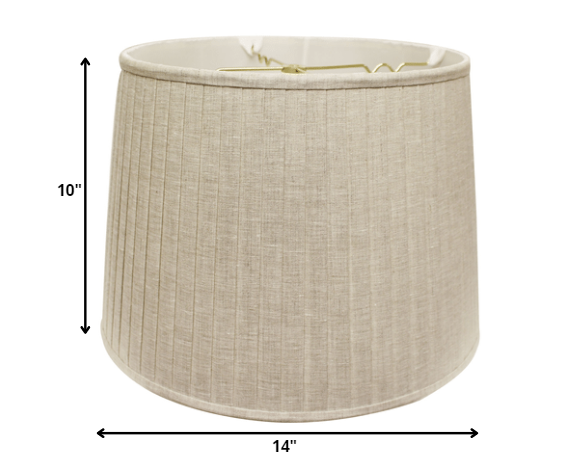 Homeroots 14" Cream Linen Lampshade With Side Pleats  Linen 469618