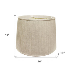 Homeroots 16" Cream Linen Lampshade With Side Pleats  Linen 469620