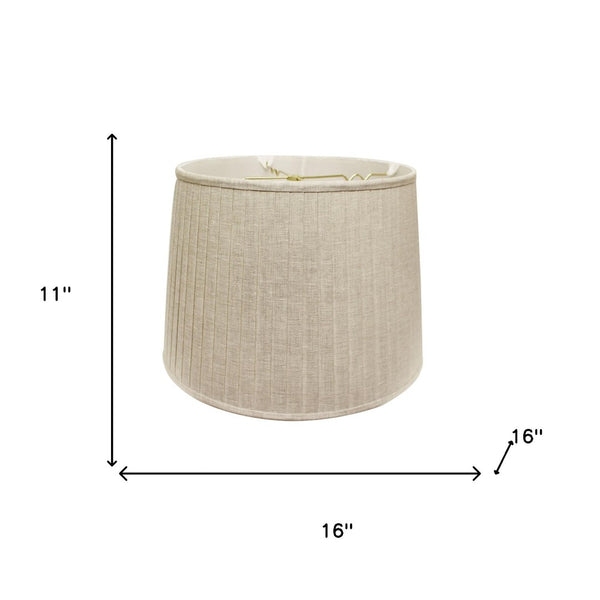 HomeRoots 16" Cream Linen Lampshade - Mid-Century Modern Design with Pleats for Warm, Inviting Illumination 469620