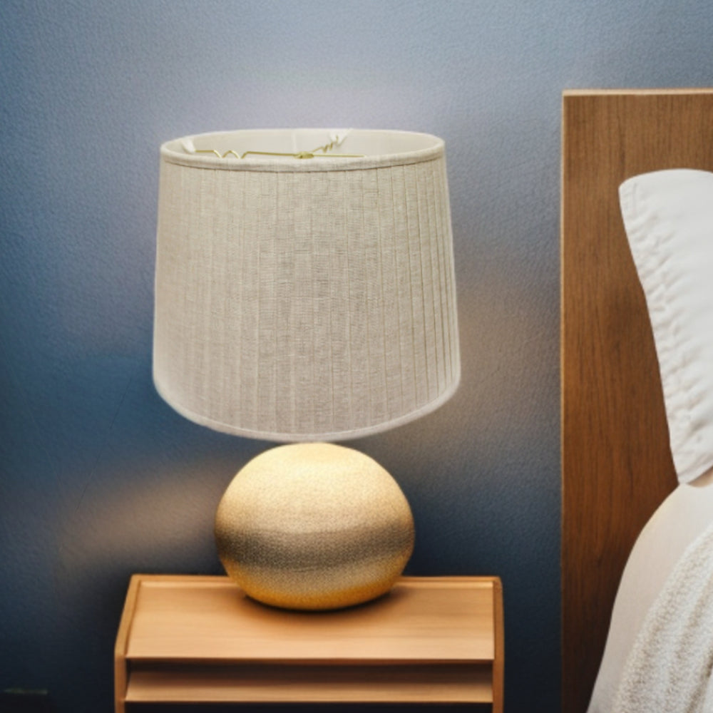 Homeroots 16" Cream Linen Lampshade With Side Pleats  Linen 469620