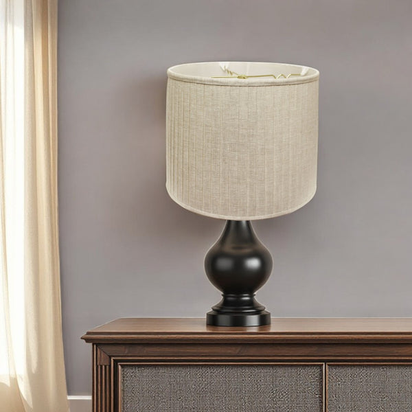 HomeRoots 16" Cream Linen Lampshade - Mid-Century Modern Design with Pleats for Warm, Inviting Illumination 469620