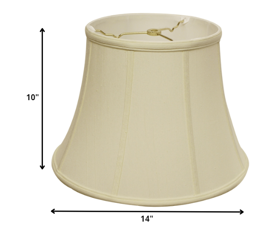 Homeroots 14" Ivory Altered Bell Monay Shantung Lampshade  Monay Shantung Silk 469627