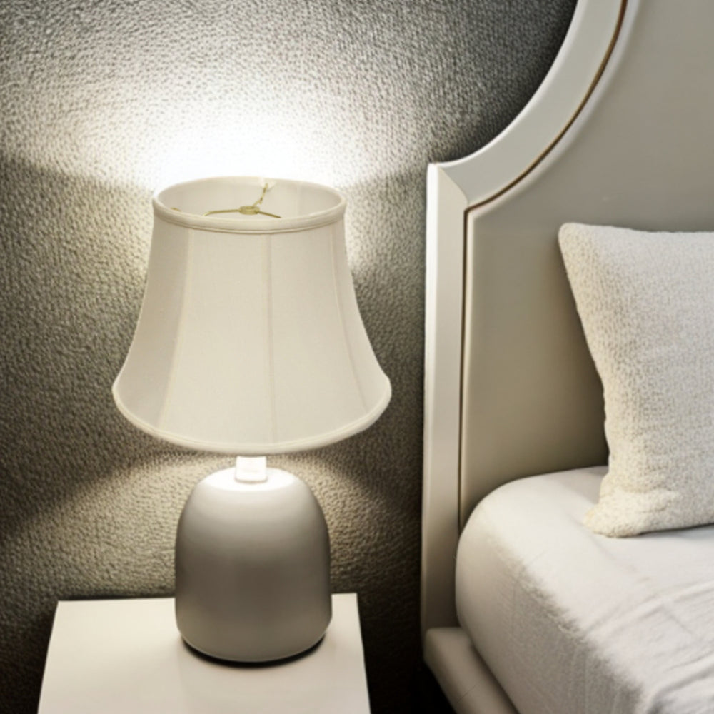 Homeroots 16" White Altered Bell Monay Shantung Lampshade  Monay Shantung Silk 469628