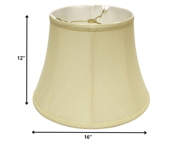 Homeroots 16" Antique White Altered Bell Monay Shantung Lampshade  Monay Shantung Silk 469629