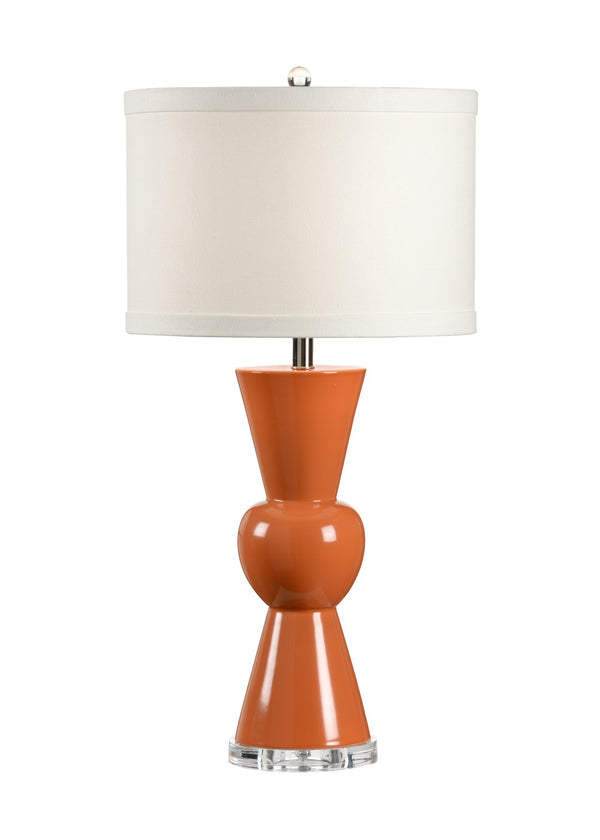 Wildwood Mildred Crackled Orange Ceramic Lamp With Clear Acrylic Base And Finial — Vintage Glow Accent Light 46963