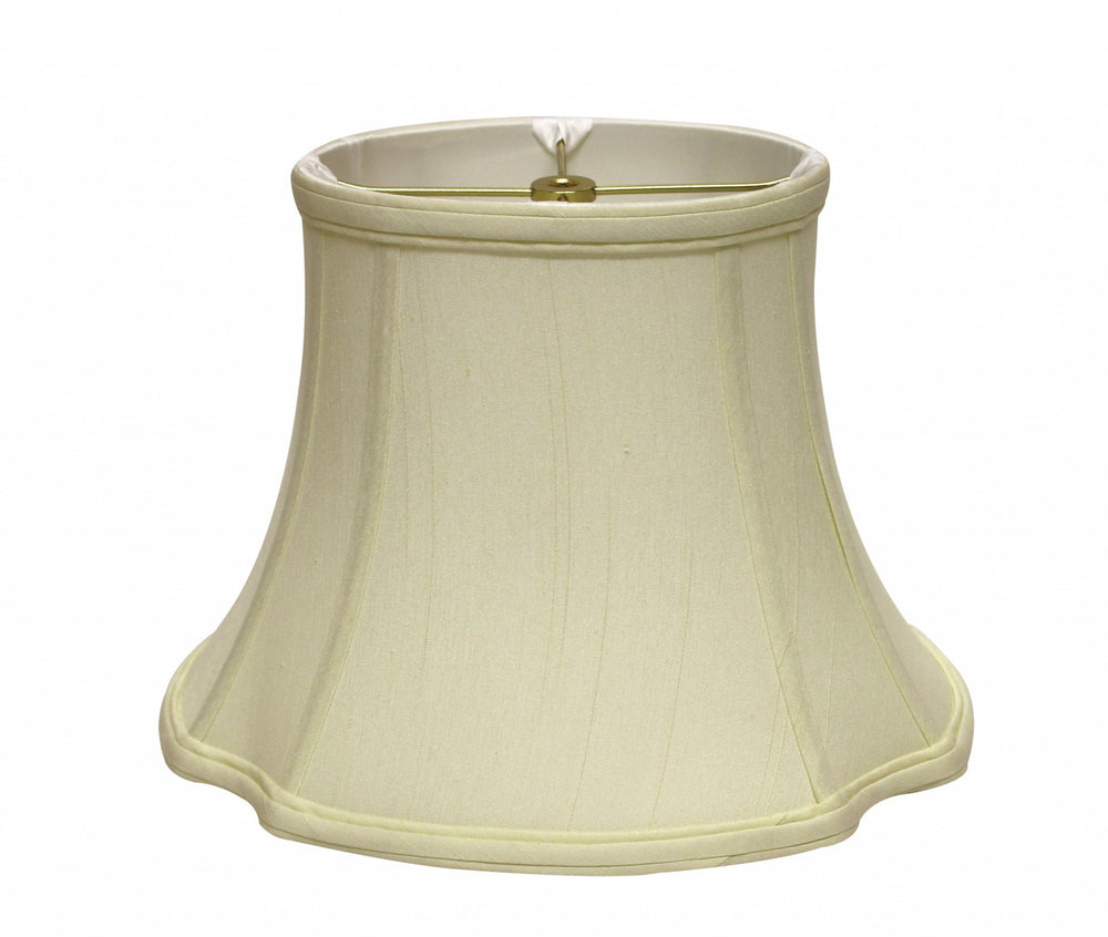 Homeroots 15" Ivory Reversed Oval Monay Shantung Lampshade  Monay Shantung Silk 469639