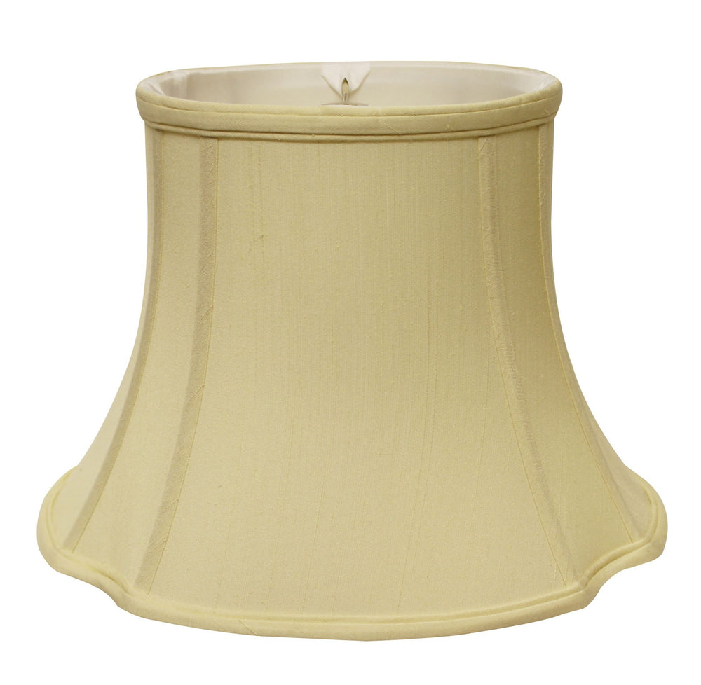 Homeroots 17" Antique White Reversed Oval Monay Shantung Lampshade  Monay Shantung Silk 469641