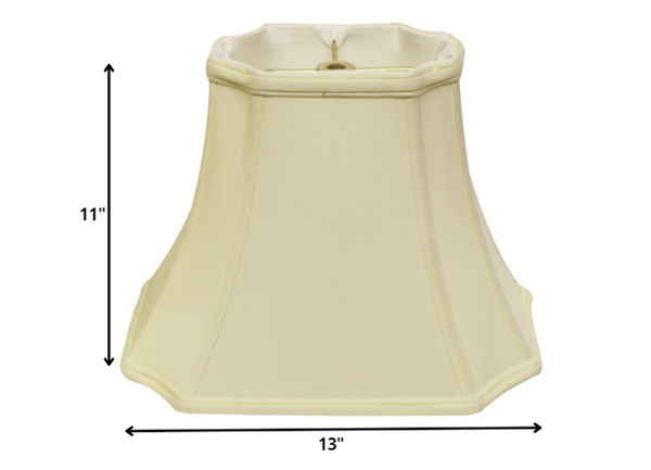 Homeroots 13" Ivory Inverted Rectangle Shantung Lampshade  Shantung Silk 469649