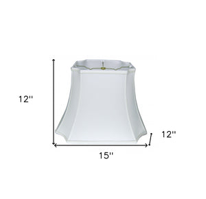 Homeroots 15" Snow Inverted Rectangle Shantung Lampshade  Shantung Silk 469650