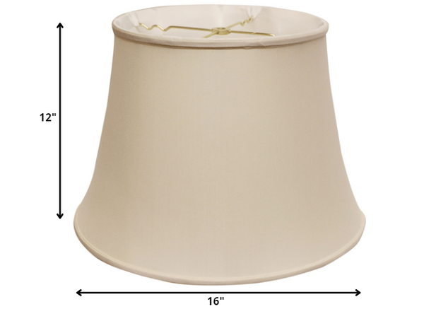 Homeroots 16" Biege Sloped Euro Bell Pongee Shantung Lampshade  Pongee Silk 469656