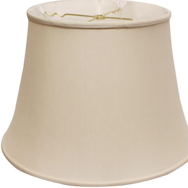 Homeroots 16" Biege Sloped Euro Bell Pongee Shantung Lampshade  Pongee Silk 469656