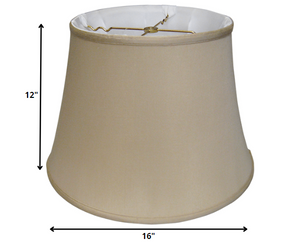 Homeroots 16" Greige Sloped Euro Bell Pongee Shantung Lampshade  Pongee Silk 469657