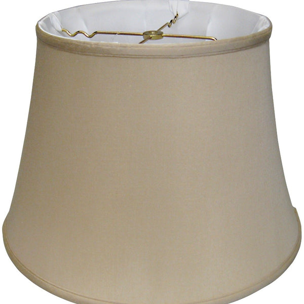 Homeroots 16" Greige Sloped Euro Bell Pongee Shantung Lampshade  Pongee Silk 469657