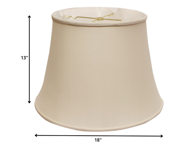 Homeroots 18" Biege Sloped Euro Bell Pongee Shantung Lampshade  Pongee Silk 469658