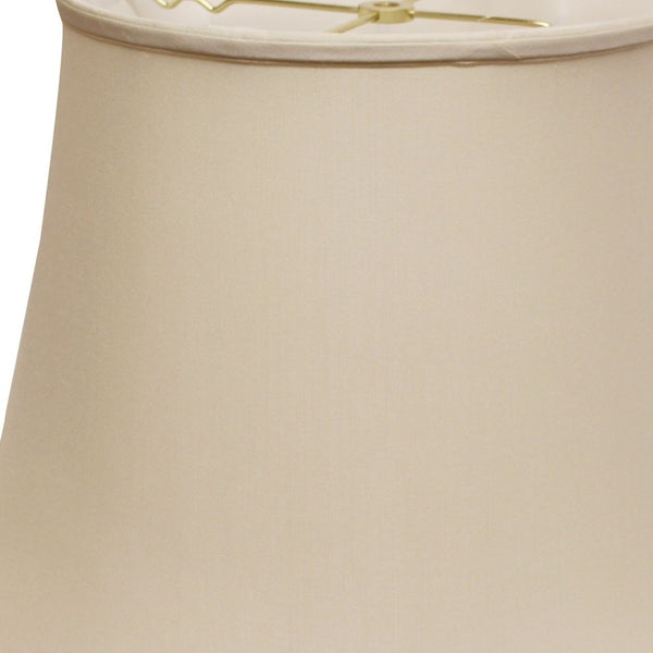 Homeroots 18" Biege Sloped Euro Bell Pongee Shantung Lampshade  Pongee Silk 469658