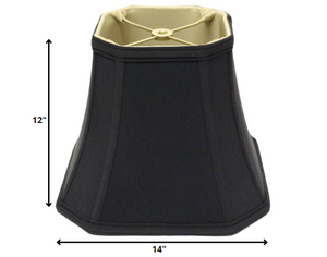 Homeroots 14" Black With Bronze Lining Slanted Square Bell No Slub Lampshade  No Slub Innsbruck 469670