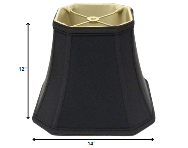 Homeroots 14" Black With Bronze Lining Slanted Square Bell No Slub Lampshade  No Slub Innsbruck 469670