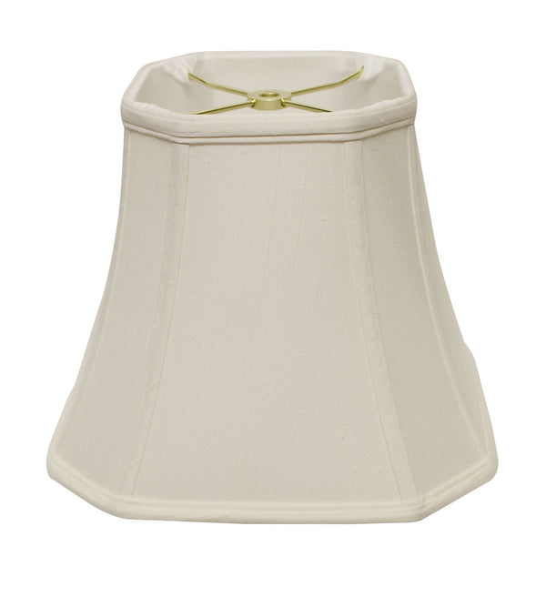 Homeroots 14" White Slanted Square Bell Monay Shantung Lampshade  Monay Shantung Silk 469671