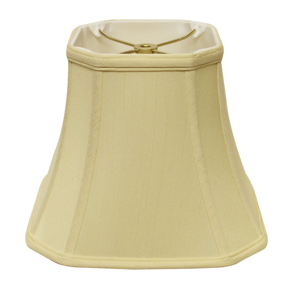 Homeroots 14" Antique White Slanted Square Bell Monay Shantung Lampshade  Monay Shantung Silk 469672