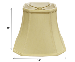 Homeroots 14" Antique White Slanted Square Bell Monay Shantung Lampshade  Monay Shantung Silk 469672