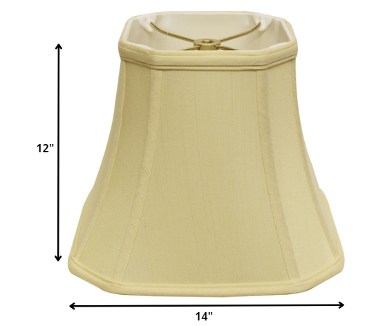Homeroots 14" Antique White Slanted Square Bell Monay Shantung Lampshade  Monay Shantung Silk 469672