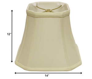Homeroots 14" Ivory Slanted Square Bell Monay Shantung Lampshade  Monay Shantung Silk 469673