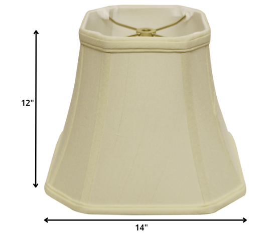 Homeroots 14" Ivory Slanted Square Bell Monay Shantung Lampshade  Monay Shantung Silk 469673