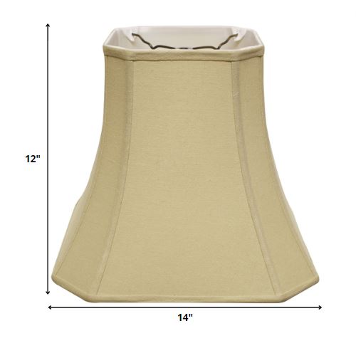 Homeroots 14" Pale Brown Slanted Square Bell Linen Lampshade  Linen 469675