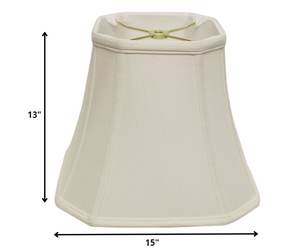 Homeroots 15" White Slanted Square Bell Monay Shantung Lampshade  Monay Shantung Silk 469676