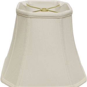 Homeroots 15" White Slanted Square Bell Monay Shantung Lampshade  Monay Shantung Silk 469676