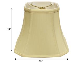 Homeroots 15" Antique White Slanted Square Bell Monay Shantung Lampshade  Monay Shantung Silk 469677