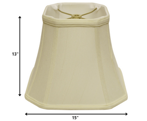 Homeroots 15" Ivory Slanted Square Bell Monay Shantung Lampshade  Monay Shantung Silk 469678