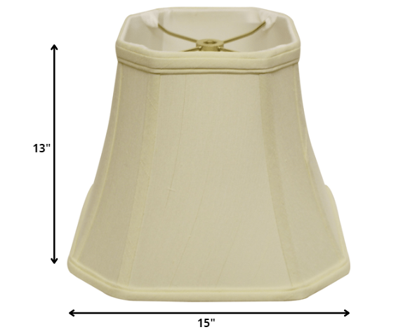 Homeroots 15" Ivory Slanted Square Bell Monay Shantung Lampshade  Monay Shantung Silk 469678