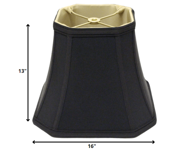 Homeroots 16" Black With Bronze Lining Slanted Square Bell No Slub Lampshade  No Slub Innsbruck 469679