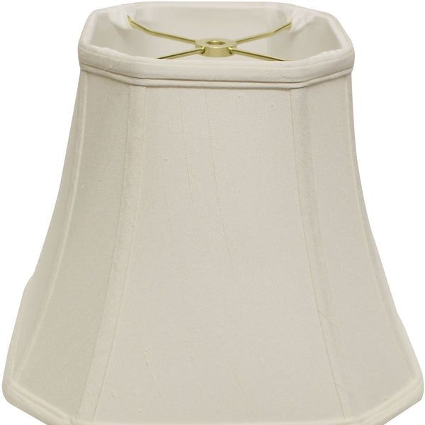 Homeroots 16" White Slanted Square Bell Monay Shantung Lampshade  Monay Shantung Silk 469680